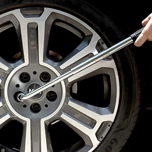Spurtar Telescoping Lug Wrench Extendable Wheel Brace Lug Nut Wrenchs Tire Repair Tools Wheel Nut Remover 1/2 Drive with 17/19mm and 21/23mm Sockets Storage Canvas Pouch for Car, Van, Truck, Caravan - size: Telescoping
