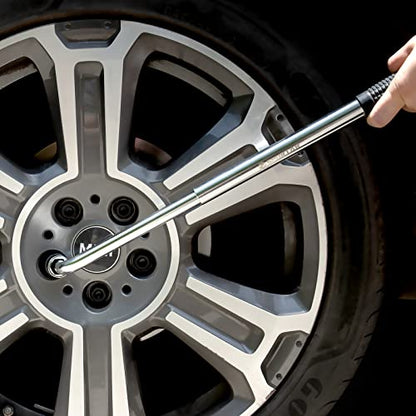 Spurtar Telescoping Lug Wrench Extendable Wheel Brace Lug Nut Wrenchs Tire Repair Tools Wheel Nut Remover 1/2 Drive with 17/19mm and 21/23mm Sockets Storage Canvas Pouch for Car, Van, Truck, Caravan - size: Telescoping