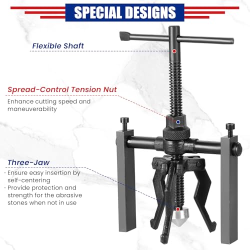 NYXOVA 3 Jaw Bearing Puller, Manual Internal Puller 3 Jaw Bearing Puller Set Extractor Wheel Bearing Puller Tool for Car SUV Motorcycle Motorbike