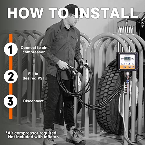 Martins 4 Outlets Automatic Tire Inflator/Deflator, 145 psi, 4 air Hoses of 8’, Inflate or Deflate up to 4 Tires simultaneously and Automatically. Orange. - size: 4-way