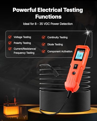 VEVOR Automotive Circuit Tester, 8-35 DCV Power Circuit Probe Tester with TFT Color Display and Lighting, Automotive Power Tester Probe with 13 ft / 4 m Cable, ABS Shell Electrical Detector Finder - style: SVM05