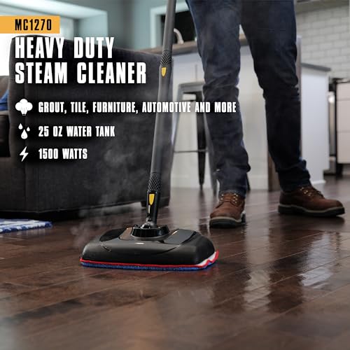 McCulloch MC1270 Portable Power Steam Cleaner, 30 Minute Runtime, 16 Accessories: Mop Head, Brushes, & More - Built for Home, Tile, Grout, Carpet, Furniture, & Personal Car Detailing - size: MC1270