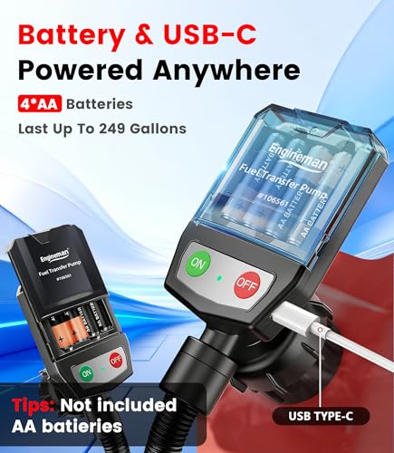 3.8GPM Automatic Electric Fuel Transfer Pump with Auto-Stop, USB Charging 51" Hose 4 Size Adapters Gas Can Pump with Leak Protection for Gasoline, Diesel, Kerosene, Black 2nd Gen - color: 3.8 GPM With Auto-Stop Nozzle