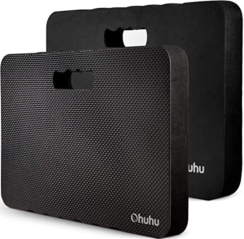 Ohuhu Premium Thick Kneeling Pad, 2-Pack Large Comfortable Gardening Knee Mat with 2 Different Surfaces, Extra Thick Knee Cushion Kneeler for Gardening Work Baby Praying, Gifts for Women Men Seniors - color: Black