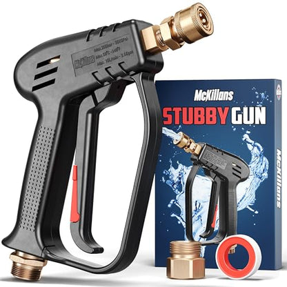 McKillans® Short Pressure Washer Gun with Replacement M22 Inlet - High Pressure Water Handle with 1/4” Quick Connector Coupler - Power Washer Gun Compatible with Foam Cannon - Car Wash Foam Gun - color: Stubby Gun [Non-Swivel]