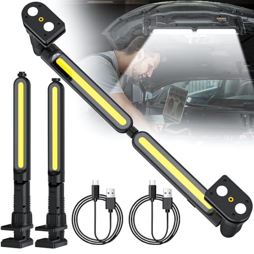 2Pack Rechargeable Work Light, Magnetic Work Light, 2400LM LED Light Bar, 4400mAh flash light 360° Rotating and Foldable with Clip, Suitable for Car Repair or Inspection, Fathers Day Dad Gifts - color: 2Pack