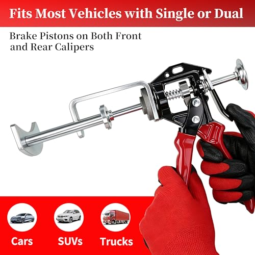 Dual Piston Brake Caliper Compressor, Brake Caliper Compression Tool, Disc Brake Piston Compressor Tool & Brake Pad Spreader for Brake Pad Replacement, Brake Caliper Tool for Most Cars, SUVs & Trucks - size: Dual Brake Pad Spreader