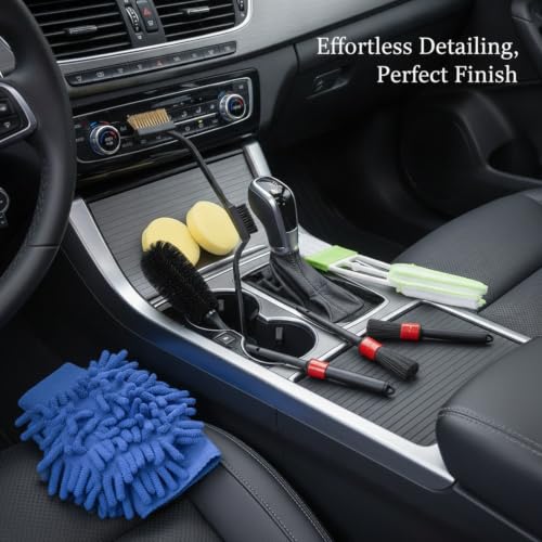 Interior Vents & Wheel Spoke Cleaning Kit, Car Detailing Brush Set with PP Plastic Tools for Dashboard and Exterior Crevices - size: 12.99 x 4.33 x 2.17 in