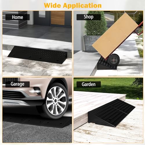 Car Ramps, 2 PCs Rubber Curb Ramps for Driveway, 5" Threshold Ramp Set Heavy Duty Ramp Slope for Driveway, Sidewalk, Loading Dock, Cars, Wheelchairs, Bikes, Motorcycles - size: 19" x 13" x 5"