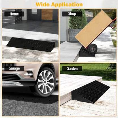 Car Ramps, 2 PCs Rubber Curb Ramps for Driveway, 5" Threshold Ramp Set Heavy Duty Ramp Slope for Driveway, Sidewalk, Loading Dock, Cars, Wheelchairs, Bikes, Motorcycles - size: 19" x 13" x 5"