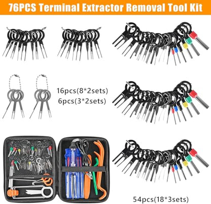 Terminal Removal Kit 96 Pcs - Electrical Connector Pin Extractor Set for Automotive, Car, Household Devices - Depinning and Wire Terminal Release Tools - color: 96 PCS