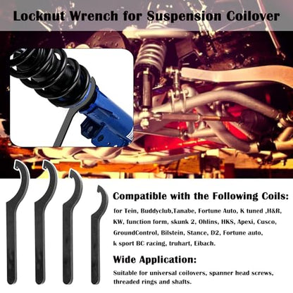 Coilover Adjustment Tool 4x Steel Spanner Wrench Compatible with Tein KW Ohlins HKS Apexi Cusco