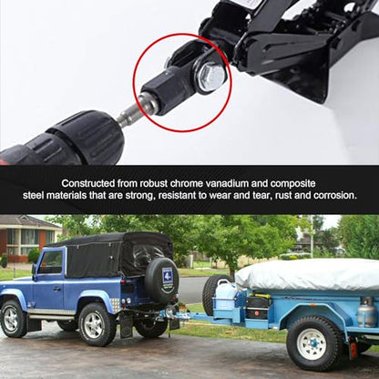 Scissor Jack Adapter, Scissor Jack Drill Adapter for 1/2 Inch Drive Impact Wrench or 13/16 Inch Lug Wrench, Universal Sturdy Power Jack Connector for Automotive RV Trailer