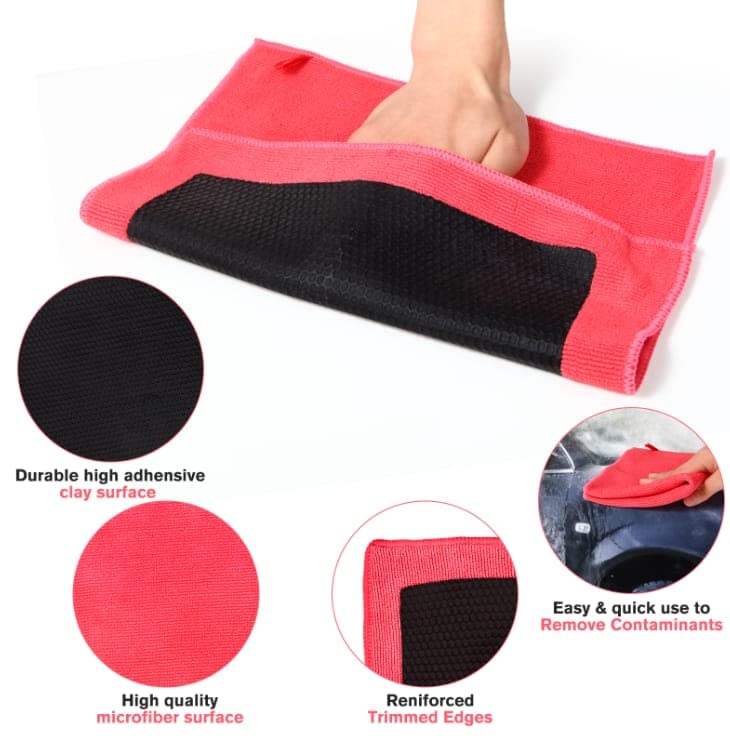 Ragnify Clay Towel Auto Detailing Scratch Free and Paint Safe fine Grade Clay Bar Cloth for Car Detailing, Polishing and Removing Paint Contaminants (Red Mesh) - color: Red Mesh