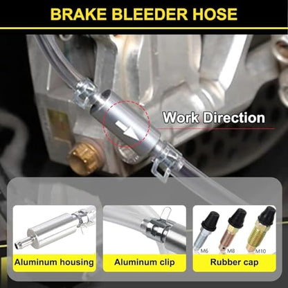 4 PCS Universal Brake Fluid Deflerator, Brake Bleed Hose, Brake System Bleeding Tools, Auto Motorcycle Clutch One-Way Check Valve Tube Deflation Tool Kit Hose with Metal Clamp (4 PCS) - color: 4 PCS