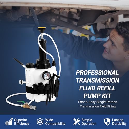 Wayona Transmission Fluid Transfer Pump 3L, 12 ATF Adapters, Manual Automotive Transmission Fill Pump Set Oil Filling Filler System Fluid Transfer Dispenser Tool Kit with Pressure Gauge and Scale