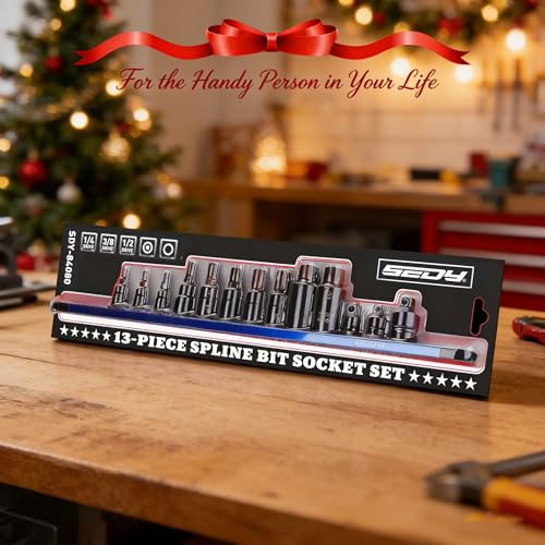 Triple-Square Spline Bit Socket Set: 13-Piece Socket Set with Magnetic Socket Rail Organizer, 1/4,3/8,1/2-inch Drive M4-M18 12 Point Bit Socket Set for Garages Workshops - style: 13PCS Triple Square M4–M18