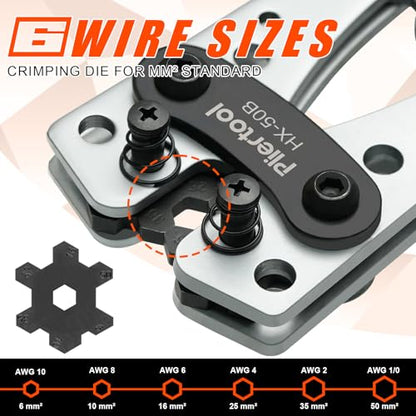 Battery Cable Crimper Tool For AWG 10-1/0 Gauge Electrical Lug, Battery Terminal Connectors with 60PCS Copper Wire Lugs, Wire Crimping Tool For Heavy Duty Copper Wire Lugs