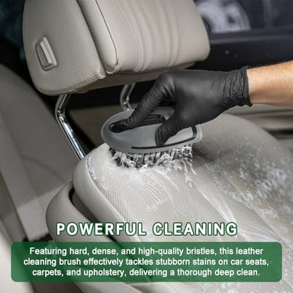 Carpet and Upholstery Cleaning Brush, Stiff Bristle Carpet Detailing Scrubber Brush, Multi-Functional Car Detailing Scrub Brushes, Cleaning Brushes for Car and Home Couch Floor Mats (Gray) - color: Gray
