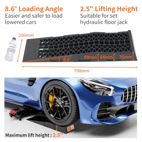 OULEME Low Profile Car Service Ramp with Anti-Slip Blocks, Oil Changes& Maintenance, 2-1/2" Lifting Height, 3 Ton Truck Vehicle 2 Pack - size: L27.5" (2 PACK)