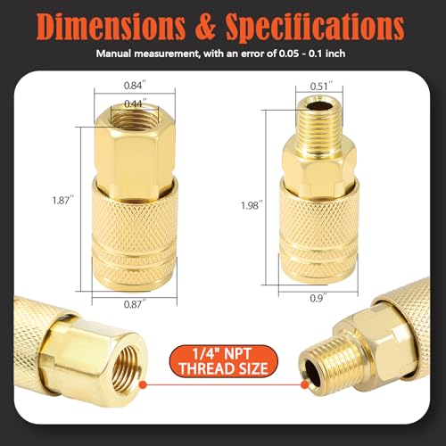 1/4" NPT Air Coupler and Plug Kit,48-Piece Industrial Quick Connect Fittings Set for Air Compressor Accessories and Air Hose - color: 48Pcs
