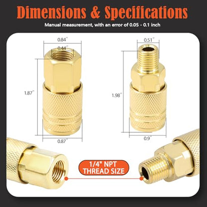 1/4" NPT Air Coupler and Plug Kit,48-Piece Industrial Quick Connect Fittings Set for Air Compressor Accessories and Air Hose - color: 48Pcs