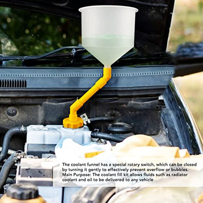 15Pcs Coolant Filling Funnel Kit, Spill Proof Coolant Fill Kit, Reinforced Cooling System Fill Kit with Extension Rod, for Car Flushing