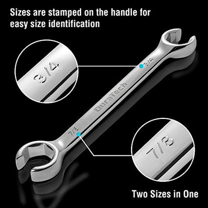 DURATECH Flare Nut Wrench Set, Standard & Metric, 10-Piece, 1/4" to 7/8'' & 9-21mm, CR-V Steel, Organizer Pouch Included | Standard & Metric, CR-V Steel, Organizer Pouch Included - size: 10pc, SAE&Metric