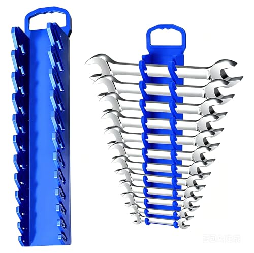 Wrench Organizer 1 Pack, Blue Magnetic Wrench Holder Rack for Tool Box, Tool Cart and Garage Workshop, Magnetic Wrench Organizer for SAE Metric Hand Tool Storage - size: 1Pcs Blue Wrench Rack