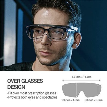 DEX FIT Safety Glasses Over Eyeglasses SG210 - Anti-Fog & Scratch Resistant Z87.1 Certified, Adjustable Temples, Side Shields, UV Protection, Clear Lens PPE for Men & Women; Black & Blue, 6 Pack - color: Black/Blue - Clear, size: 6 Pack