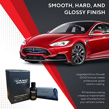 Nano Bond Ceramic Coating for Cars - 80% SiO2 Formula, Hydrophobic Paint Protection, UV & Corrosion Resistant for Glass, Wheels & Plastic, Easy Application, Car Detailing Kit, 30ml - size: 30ml