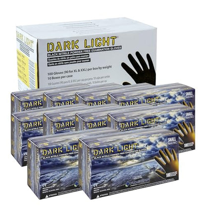 Adenna Dark Light Bulk Disposable Nitrile Gloves – 9 Mil, Heavy Duty Work Rubber Glove with Textured Grip, Non-Latex & Powder Free, Case of 1000, Small, Black - size: Small (Case of 1000)