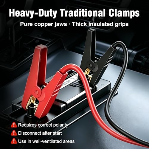 Car Jump Starter 5000A Peak, 12V Battery Booster Portable,59.2Wh Jump Pack | Jump Box Car Battery Charger(9L Gas/6L Diesel) with USB Ports, Jumper Cables,LED Light,Storage Case
