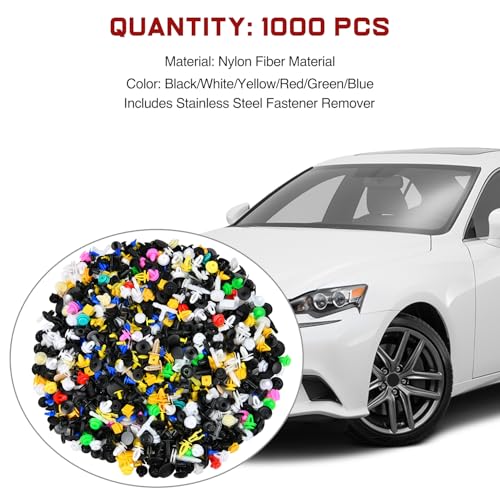 GOOACC 1001PCS Universal Car Clips Mixed Auto Bumper Fender Trim Door Panel Shield Engine Cover Retainer Rivet Push Clips with fastener remover for GM Ford Chrysler Toyota Lexus Honda Acura Dodge Jeep - color: 1000Pcs Mixed Clips + 1 Remover