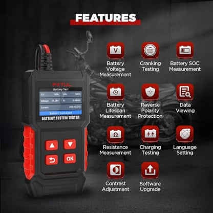 BT50 12V Battery Tester, 20-2000 CCA Load & Charging System Analyzer | Cars, Motorcycles, ATVs, Lawn Mowers, Boats & RVs, Powersports , AGM GEL EFB Compatible, Color Screen Diagnostic Tool