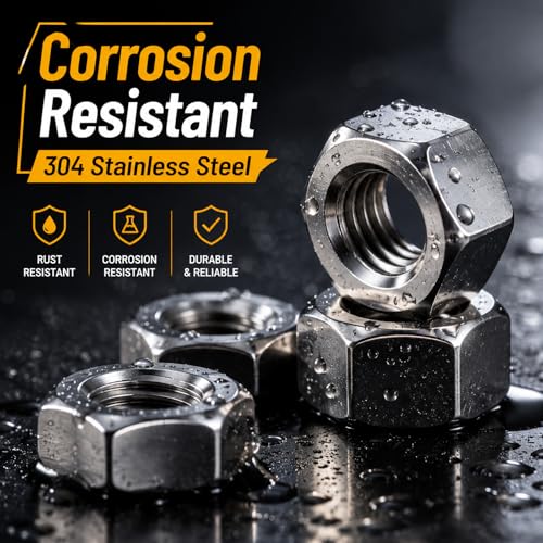 6Pcs SAE 1/2-13 Hex Nuts, 304 Stainless Steel Hardware Nuts, Full Thread Hex Drive, for Machinery, Automotive, Construction - size: 1/2-13 (6 pcs)