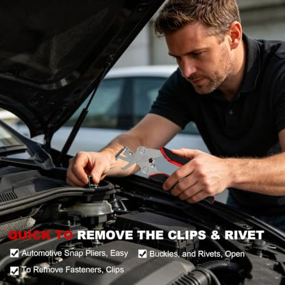 Car Clip Pliers,Professional Auto Clip Removal Pliers, Panel Clip Removal Tool for Automotive Plastic Fasteners, Push Pin & Door Trim Disassembly Interior & Exterior Repair Tool Without Damage