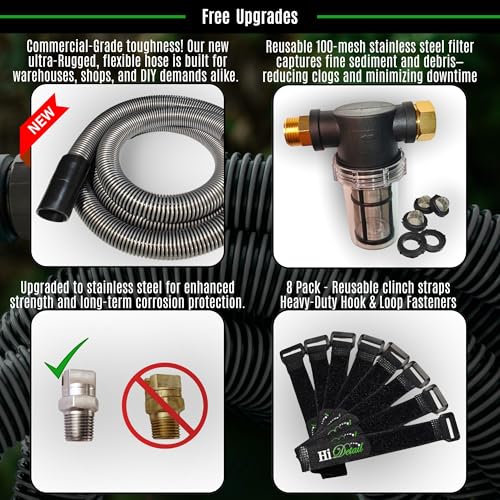Hi Detail Shop Vac Extractor Kit with Wand and Hose, Adapter Converts Vacuum to carpet & upholstery Extractor for auto detailing & home (50 Ft Waterline, 15 Ft Vac Hose) - size: 50 Ft Waterline, 15 Ft Vac Hose