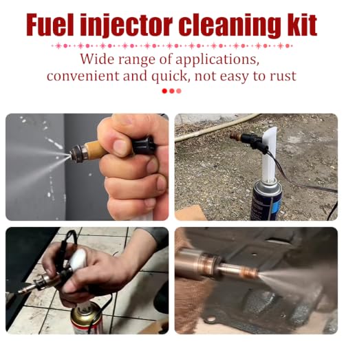 4PCS Car Fuel Injector Cleaner Kit, Automotive Flush Cleaner Adapter Set with Test Lead, Vehicle Fuel Injector DIY Cleaning Tool Tester Kit for Pump Pressure, Universal Fit