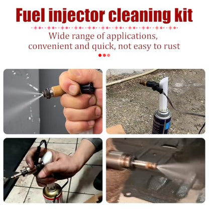 4PCS Car Fuel Injector Cleaner Kit, Automotive Flush Cleaner Adapter Set with Test Lead, Vehicle Fuel Injector DIY Cleaning Tool Tester Kit for Pump Pressure, Universal Fit