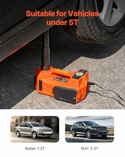 Electric Car Jack 5 Ton - 11000LBS Hydraulic Lift Kit with Tire Inflator & Safety Hammer