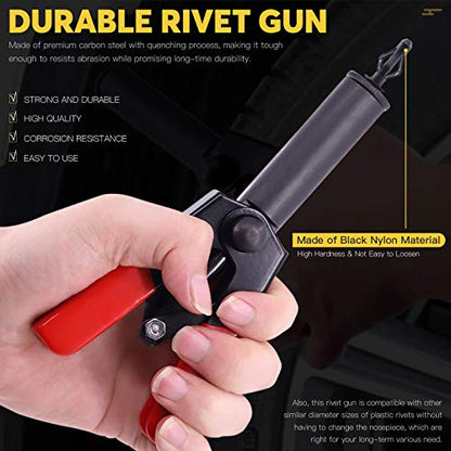 42Pcs Plastic Rivet Gun Set with 40Pcs 4Sizes Nylon Blind Rivets and 1Pcs Fastener Removal Tool, Hand Riveter Suitable for Automotive and More