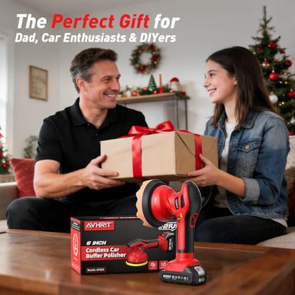 Cordless Car Buffer Polisher kit w/ 2x2000mAh 21V Batteries, 6 Inch Car buffer Waxer Kit w/ 6 Variable Speed & Extra Attachments, Polisher for Car Detailing,Boat Sanding,Scratch Removing