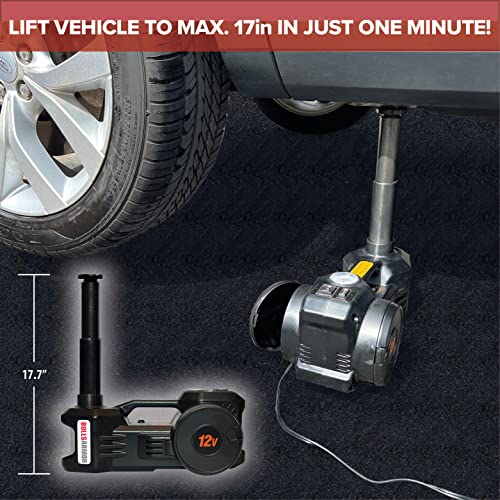BullsArmor Electric Car Jack Kit (Lifting Height Range: 5.9-17.7 inches) Jack Hydraulic 3-Ton 12V with Impact Wrench & Inflator for All Car Sedan SUV MPV Pickup Truck Tire Changing Garage Repair Kit