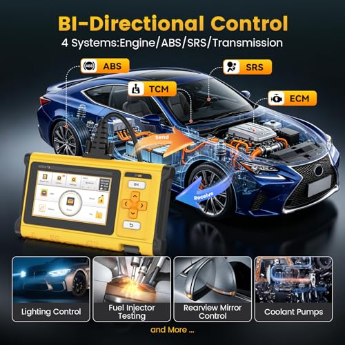 OBD2 Scanner Diagnostic Tool - 4 System BIDirectional Scan Tool for Car 10 Resets Services Active Test Oil/EPB/SAS/TPMS/Throttle/INJEC Auto VIN Lifetime Update - size: 5 inches Tablet