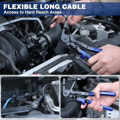 WORKPRO 2-Piece Hose Clamp Pliers Set, 27" Flexible Hose Clamp Plier & Flat Band Hose Pliers Removal Tool for Car Coolant Hose, Water Pipe - style: 2-Piece