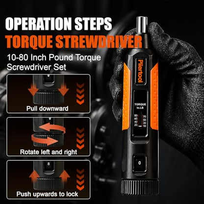 42Pcs Preset Torque Screwdriver Wrench Driver Set 10-80 Inch Pound | 1/4” Drive Torque Wrench Screwdriver Set with S2 Bits for Maintenance, Tools, Bike Repairing and Mounting