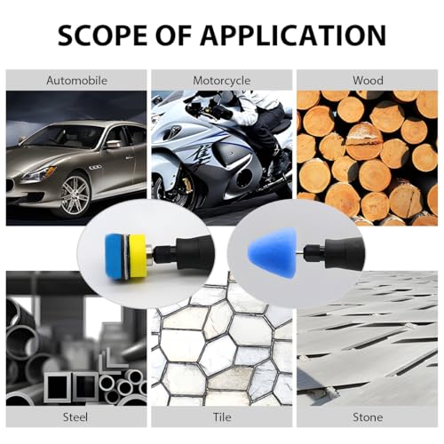 DXNQ 16PCS Mini Buffing Polishing Pads, Car Detail Sponge Buffing Mini Polisher Wool Pads for Rotary Tools, Auto Waxing Detailing Kit for Cordless Electric Drill Wheel Hub Cleaning