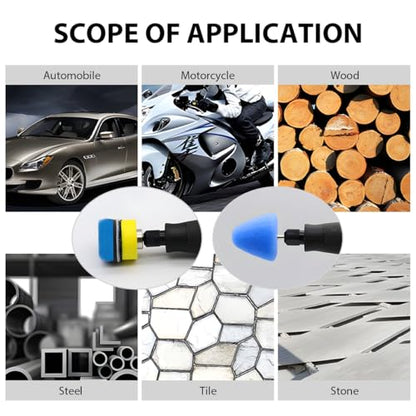 DXNQ 16PCS Mini Buffing Polishing Pads, Car Detail Sponge Buffing Mini Polisher Wool Pads for Rotary Tools, Auto Waxing Detailing Kit for Cordless Electric Drill Wheel Hub Cleaning