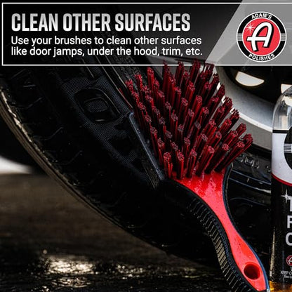 Adam's Wheel & Tire Brush Combo (2-Item) - Includes Wheel Brush & Tire Brush for Cleaning Rubber, Plastic, Chrome, Metal, Aluminum, Rim & Spoke Surfaces - size: 2-Item